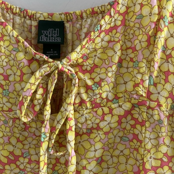 Wild Fable Neon Floral Mini Dress W/ Pockets & slits Sz S (Fits XS) - Picture 3 of 4
